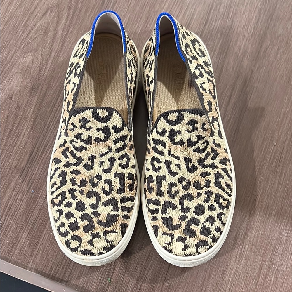 Rothy's Leopard and Cream Sole Sneakers